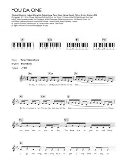 page one of You Da One (Piano Chords/Lyrics)