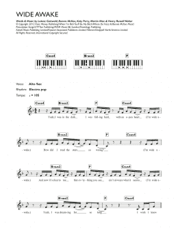 page one of Wide Awake (Piano Chords/Lyrics)