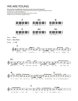 page one of We Are Young (Piano Chords/Lyrics)