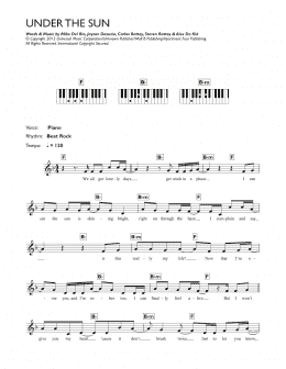 page one of Under The Sun (Piano Chords/Lyrics)