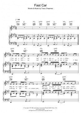 page one of Fast Car (Piano, Vocal & Guitar Chords (Right-Hand Melody))