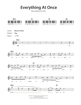 page one of Everything At Once (Piano Chords/Lyrics)