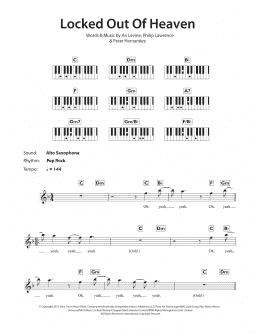 page one of Locked Out Of Heaven (Piano Chords/Lyrics)