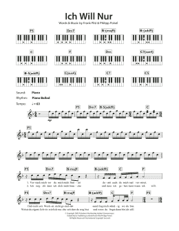 page one of Ich Will Nur (Piano Chords/Lyrics)