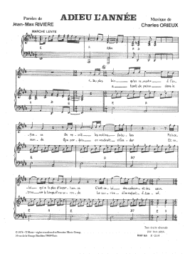 page one of Adieu L'annee (Piano & Vocal)