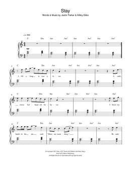 page one of Stay (Easy Piano)
