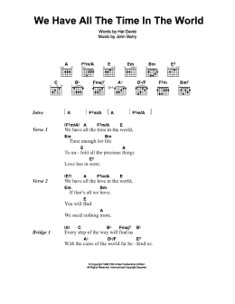 page one of We Have All The Time In The World (Guitar Chords/Lyrics)