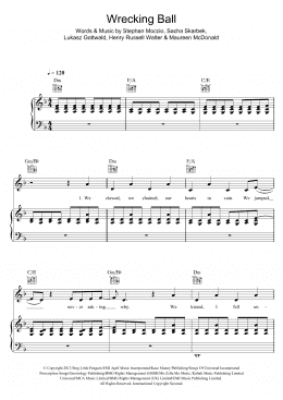 page one of Wrecking Ball (Piano, Vocal & Guitar Chords)