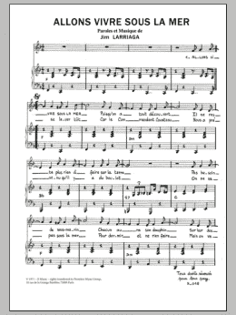 page one of ALLONS VIVRE SOUS LA MER (Piano & Vocal)