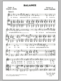 page one of BALANCE (Piano & Vocal)