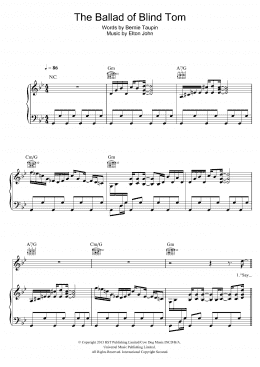 page one of The Ballad Of Blind Tom (Piano, Vocal & Guitar Chords)
