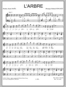page one of Arbre (Piano & Vocal)