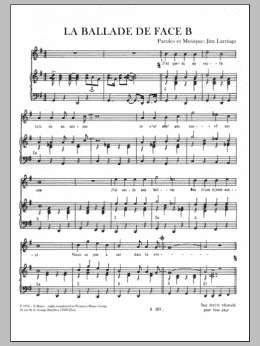 page one of Ballade De Face B (Piano & Vocal)