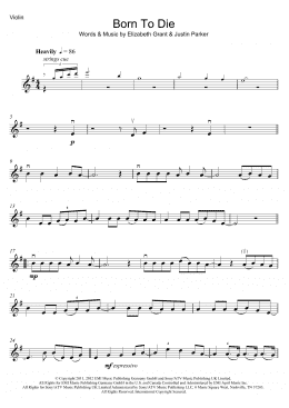 page one of Born To Die (Violin Solo)