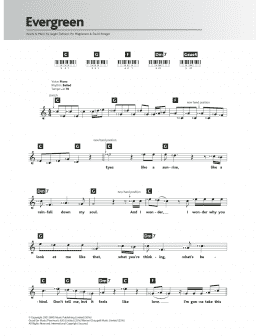 page one of Evergreen (Piano Chords/Lyrics)