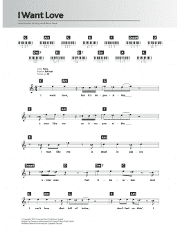 page one of I Want Love (Piano Chords/Lyrics)