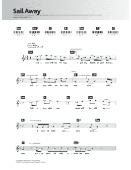 page one of Sail Away (Piano Chords/Lyrics)