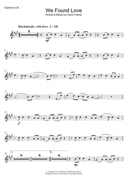 page one of We Found Love (featuring Calvin Harris) (Clarinet Solo)