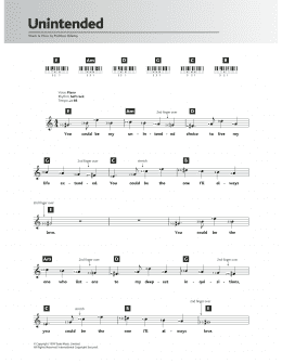 page one of Unintended (Piano Chords/Lyrics)