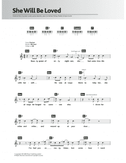 page one of She Will Be Loved (Piano Chords/Lyrics)