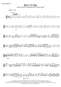 page one of Born To Die (Alto Sax Solo)