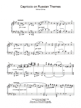 page one of Cappricio On Russian Themes In A major (Piano Solo)