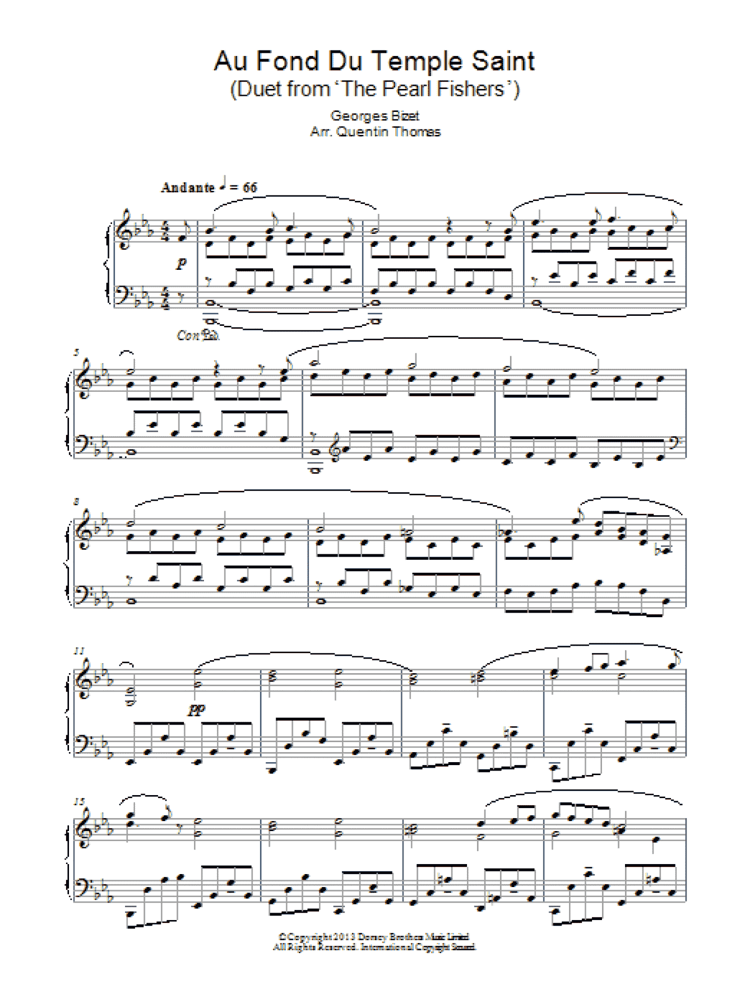 Au Fond Du Temple Saint (Piano Solo)