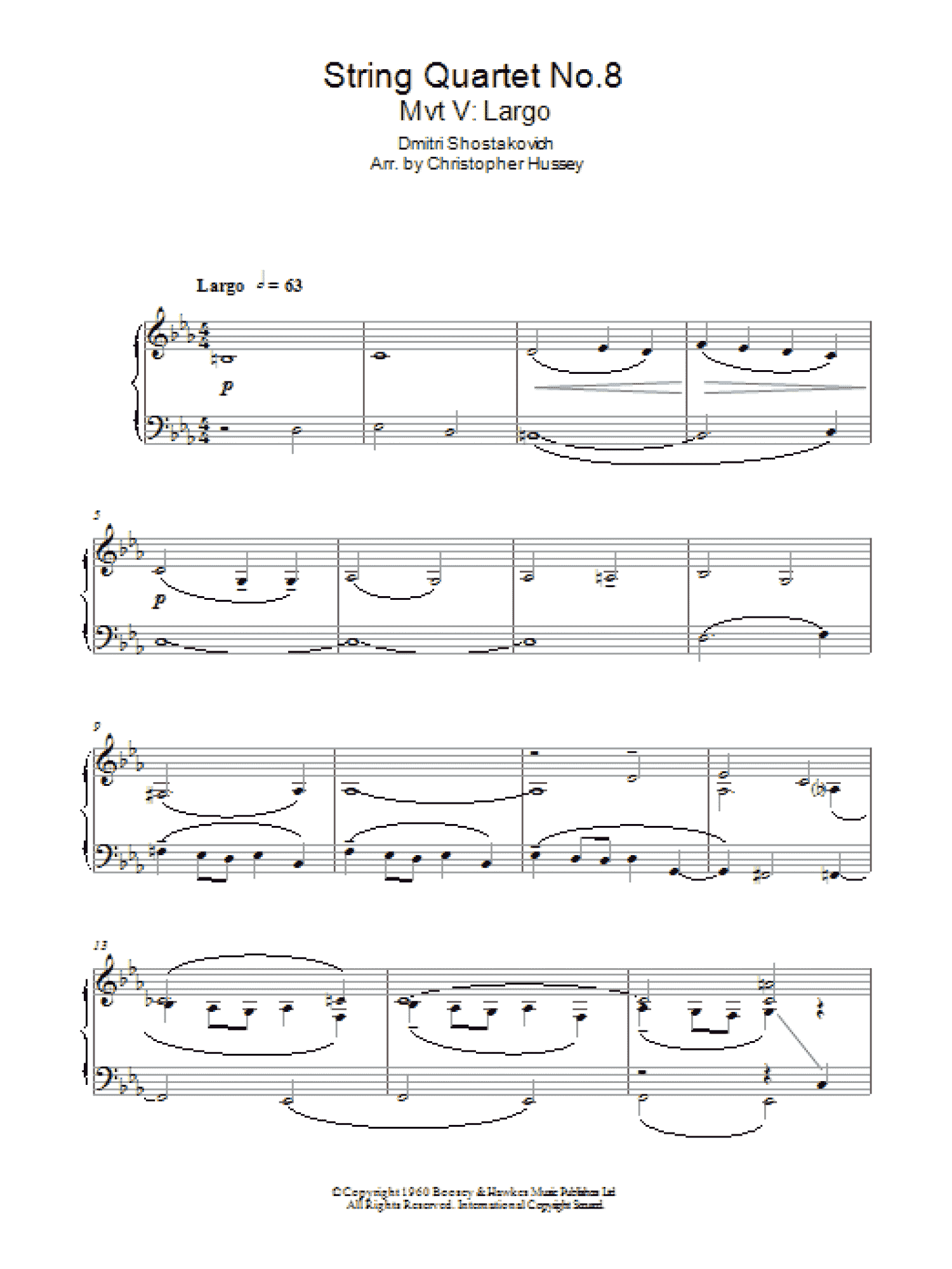String Quartet No. 8 (Piano Solo)