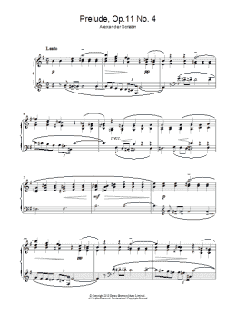 page one of Prelude, Op. 11, No. 4 (Piano Solo)