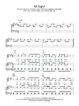 page one of All Night (Piano, Vocal & Guitar Chords)