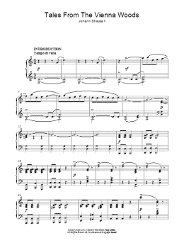 page one of Tales From The Vienna Woods (Piano Solo)