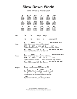 page one of Slow Down World (Guitar Chords/Lyrics)