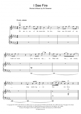 page one of I See Fire (from The Hobbit) (Piano, Vocal & Guitar Chords)