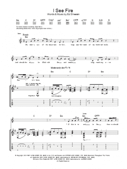 page one of I See Fire (from The Hobbit) (Guitar Tab)