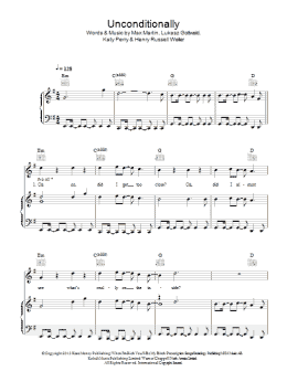 page one of Unconditionally (Piano, Vocal & Guitar Chords)