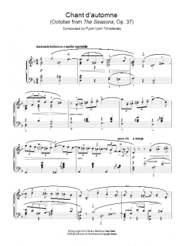 page one of Chant d'automne (October from 'The Seasons' Op. 37) (Piano Solo)