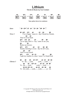 page one of Lithium (Guitar Chords/Lyrics)