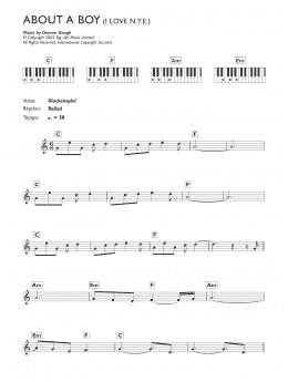 page one of I Love N.Y.E. (from About A Boy) (Piano Chords/Lyrics)