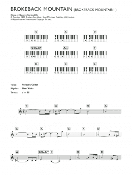 page one of Theme from Brokeback Mountain (Piano Chords/Lyrics)