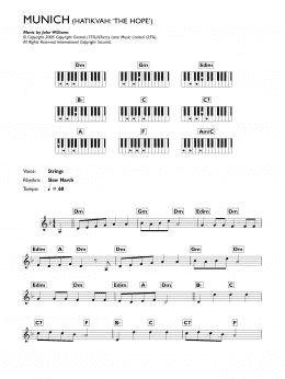 page one of Hatikvah (The Hope) (from Munich) (Piano Chords/Lyrics)
