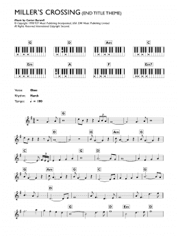 page one of Miller's Crossing (End Titles) (Piano Chords/Lyrics)