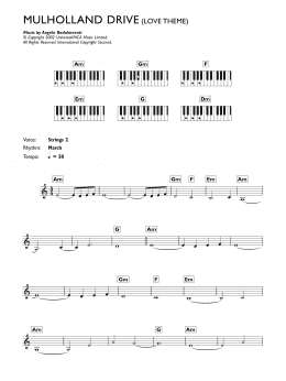 page one of Mulholland Drive (Love Theme) (Piano Chords/Lyrics)