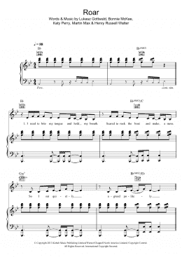 page one of Roar (Piano, Vocal & Guitar Chords)