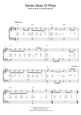 page one of Seven Seas Of Rhye (Beginner Piano (Abridged))