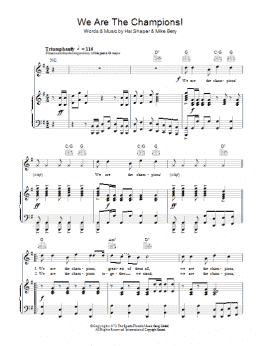 page one of We Are The Champions (Piano, Vocal & Guitar Chords)