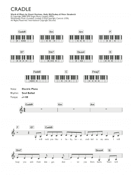 page one of Cradle (Piano Chords/Lyrics)
