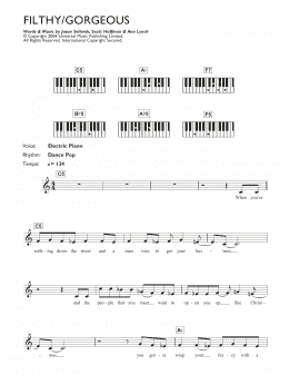 page one of Filthy/Gorgeous (Piano Chords/Lyrics)