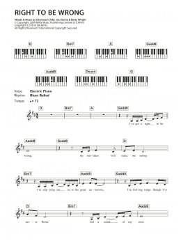 page one of Right To Be Wrong (Piano Chords/Lyrics)