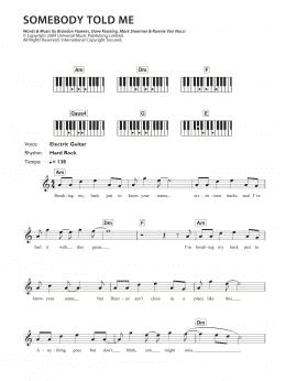page one of Somebody Told Me (Piano Chords/Lyrics)