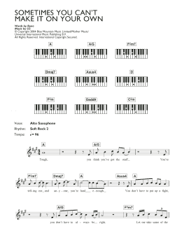 page one of Sometimes You Can't Make It On Your Own (Piano Chords/Lyrics)